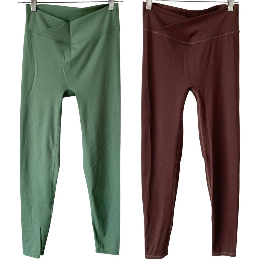 MUSERA Activewear Leggings Bundle Brown Green Size Medium 7/8 Length Gym Workout